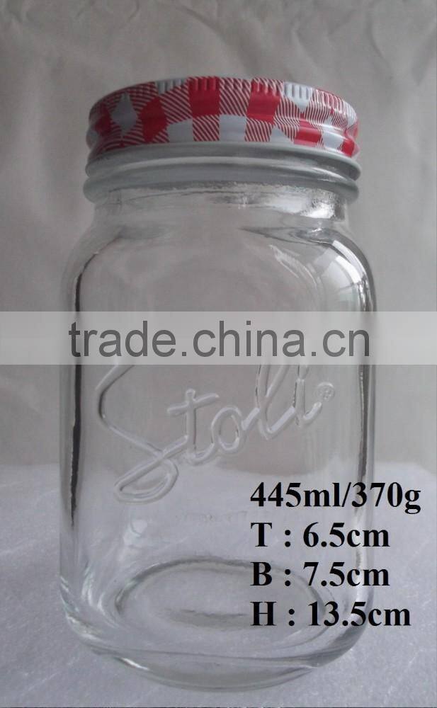 450ml 15oz strawberry jam jar with lid