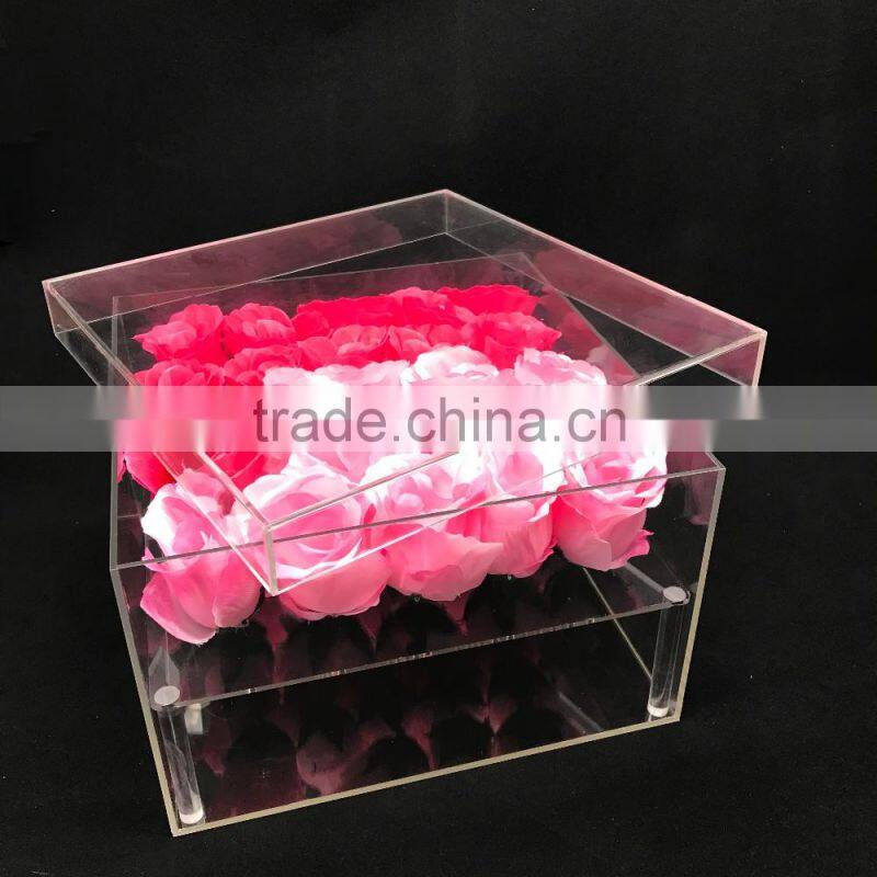 china factory Custom transparent acrylic rose flower box