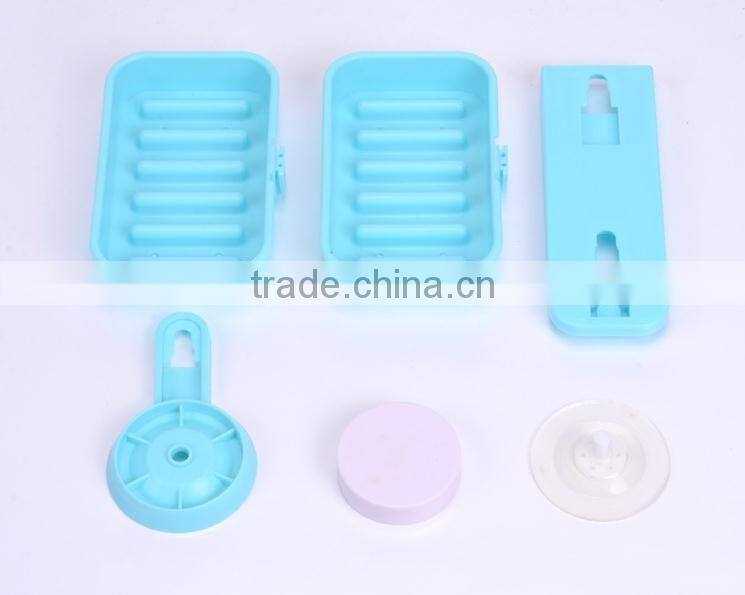 Vacuum suction cup bathroom and kitchen plastic double layer shelf/soap holder