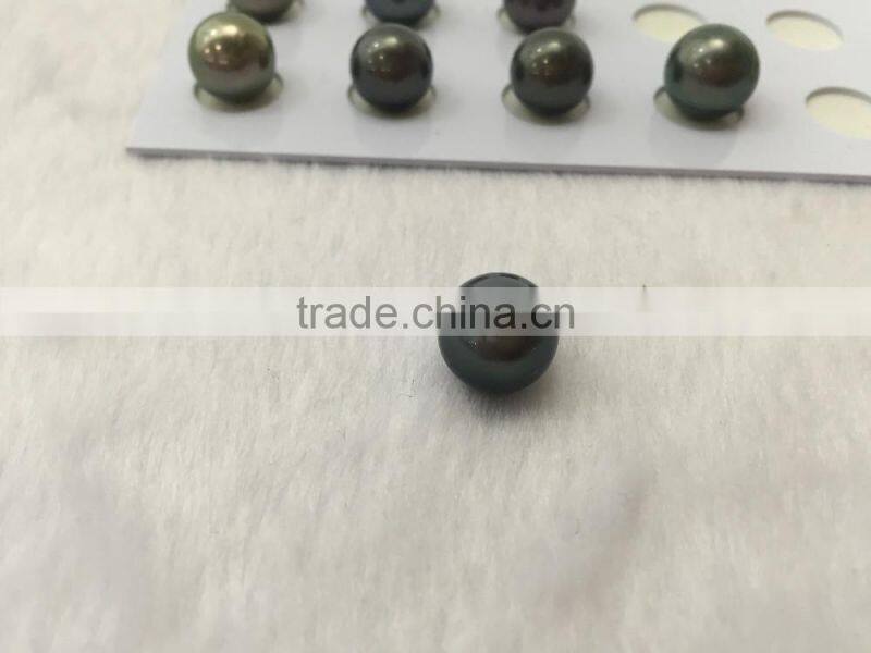 14-15mm Natural Black Half Drilled Tahitian Pearls
