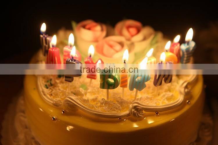 Point and Stripe Coloured English Character Shape Happy Birthday Candle