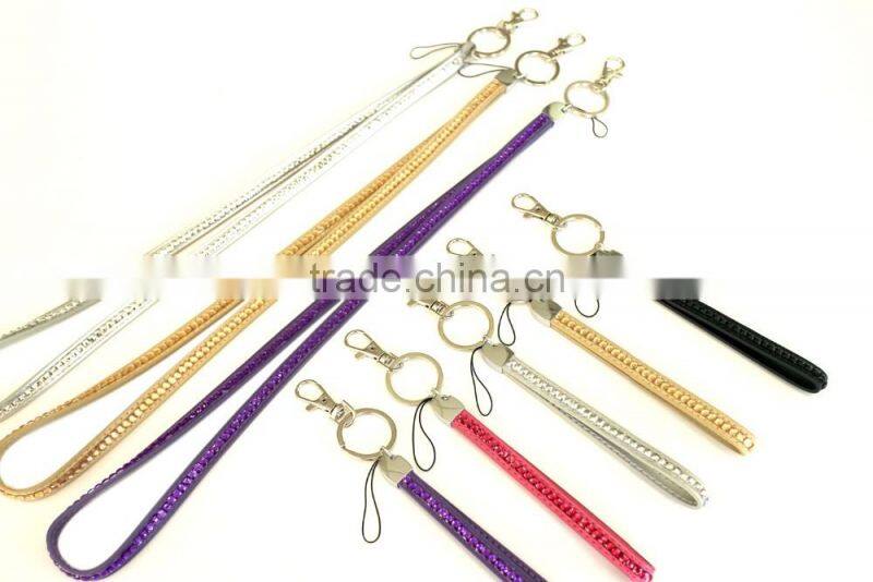 ID Holder with Pink Gem, High Quality Promotion Gift PU Leather Badge Holder with Crystal Gem Decoration