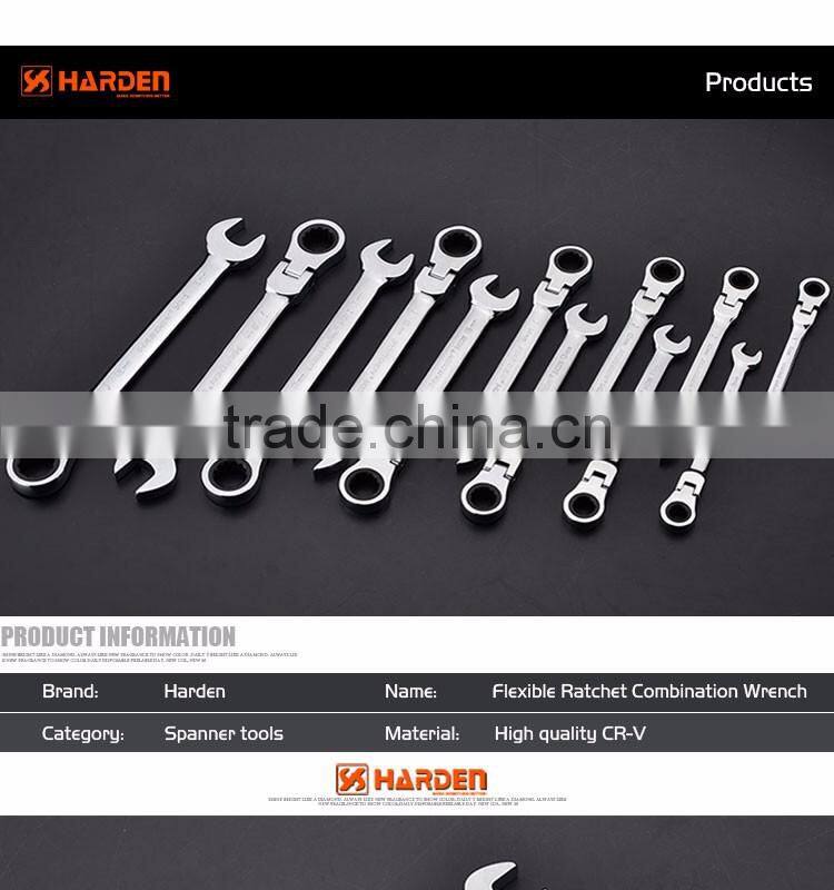 Professional 15mm Chrome Vanadium Flexible Combination Ratchet Wrench Set