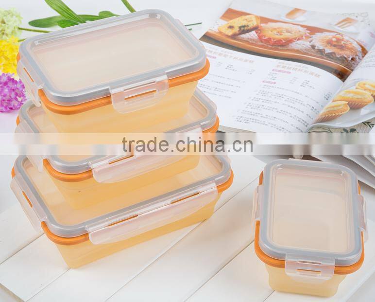 4 sizes Collapsible Silicone storage container / Silicone Folding Lunch Box