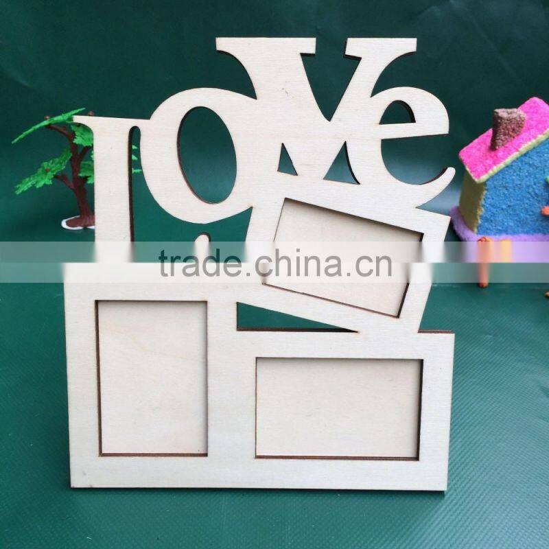 Wood Blank Love DIY Painting Picture Photo Frame Home Decoration