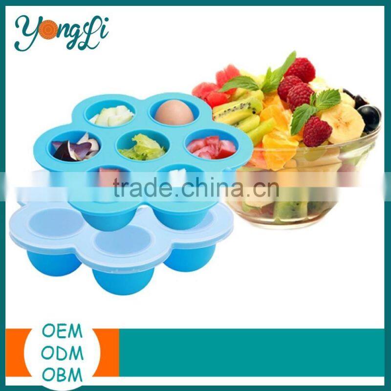 BPA Free Flexible Freezer Tray With Lid Set Portable Silicone Baby Ice Food Storage Box Containers