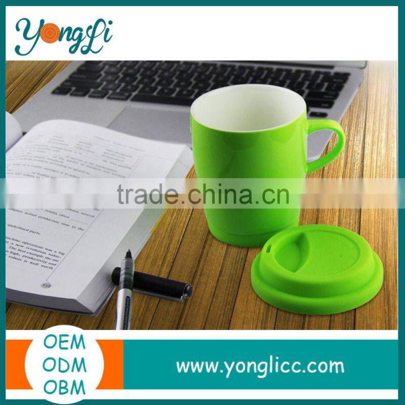 BPA Free Ceramic Coffee Tumbler Mug with Lid 5-Piece Silicone Lid and Sleeve for Cup