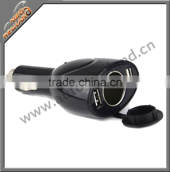Car cigarette socket 1 hole with 2USB blue LED indicator
