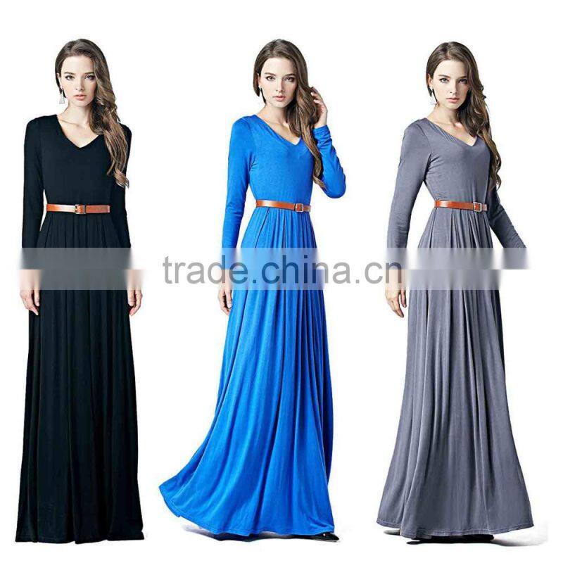Women dresses party long wedding evening V-Neck Long Sleeve Elegant Formal Evening Belted Maxi cocktail dresses long sleeve