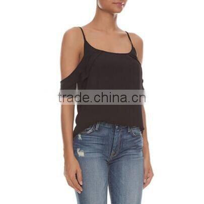 Woman Blouses Sexy Sleeveless Chiffon Ruffle Plus Size Ladies Blouses Casual Tops Clothing 2015 New Summer 4 Colors