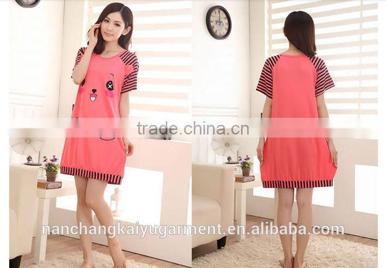 women cute cartoon printed cotton nightgown