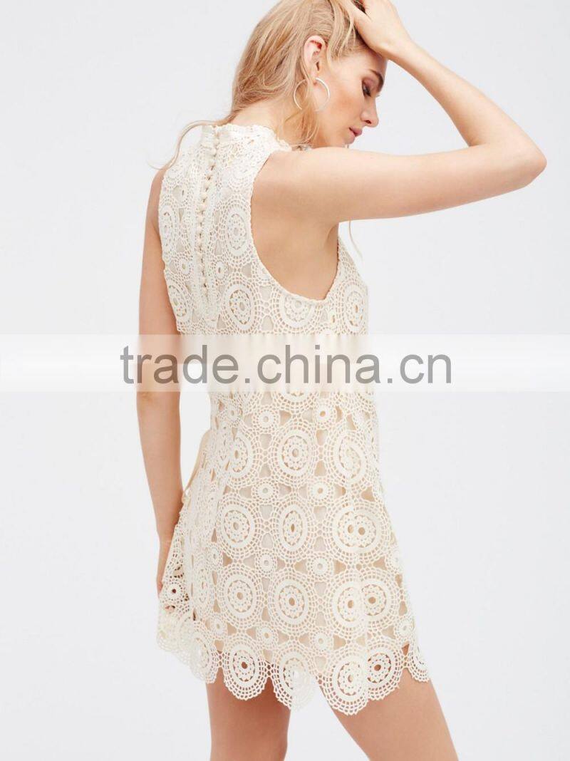 2017 Long Sleeve High Neckline Latest Lace Dresses Fashion Dresses