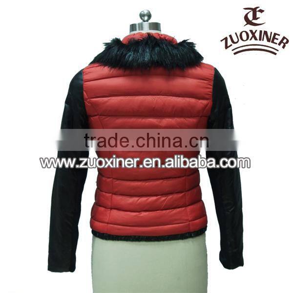 2 pockets jacket women with fur collar