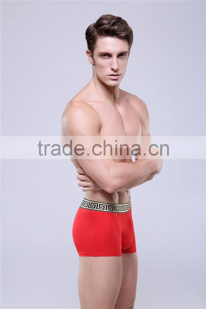Custom New fashion sey men underwear boers shorts cotton brand design cuecas boer golden tight waistband men soild quality under