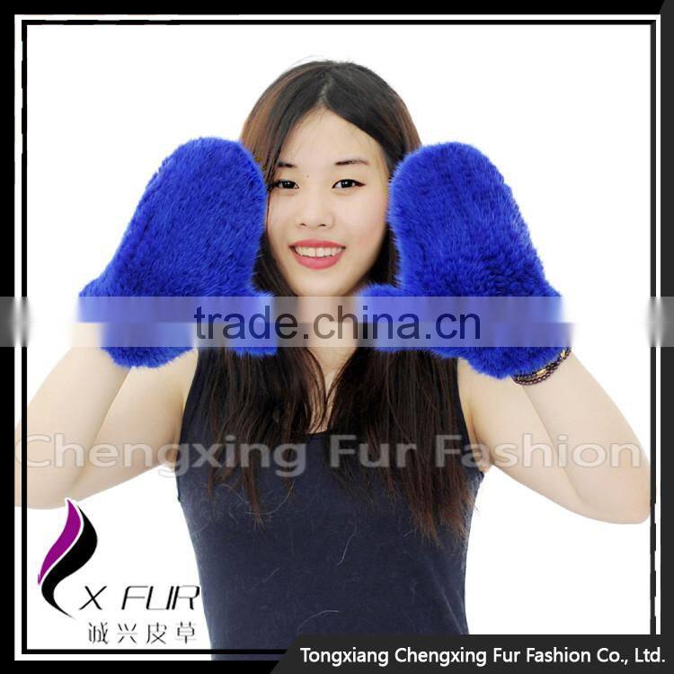CX-A-60K Hand Knitted Elastic Genuine Women Mink Fur Gloves