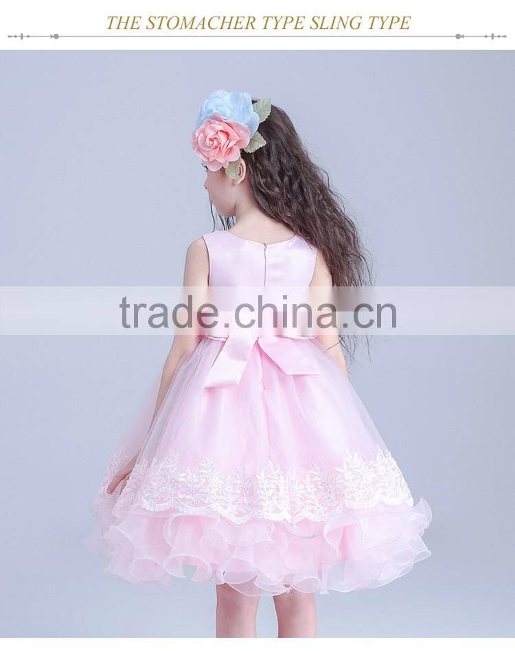 Cute Summer Kids Bowknot Tulle Dresses Prom Party Princess Ball Gown Formal Dress
