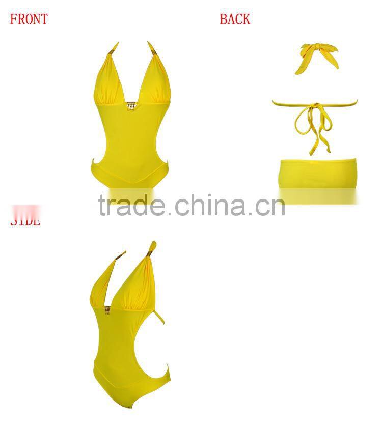 Yellow Super Quality Best Sell One Piece Swimsuit
