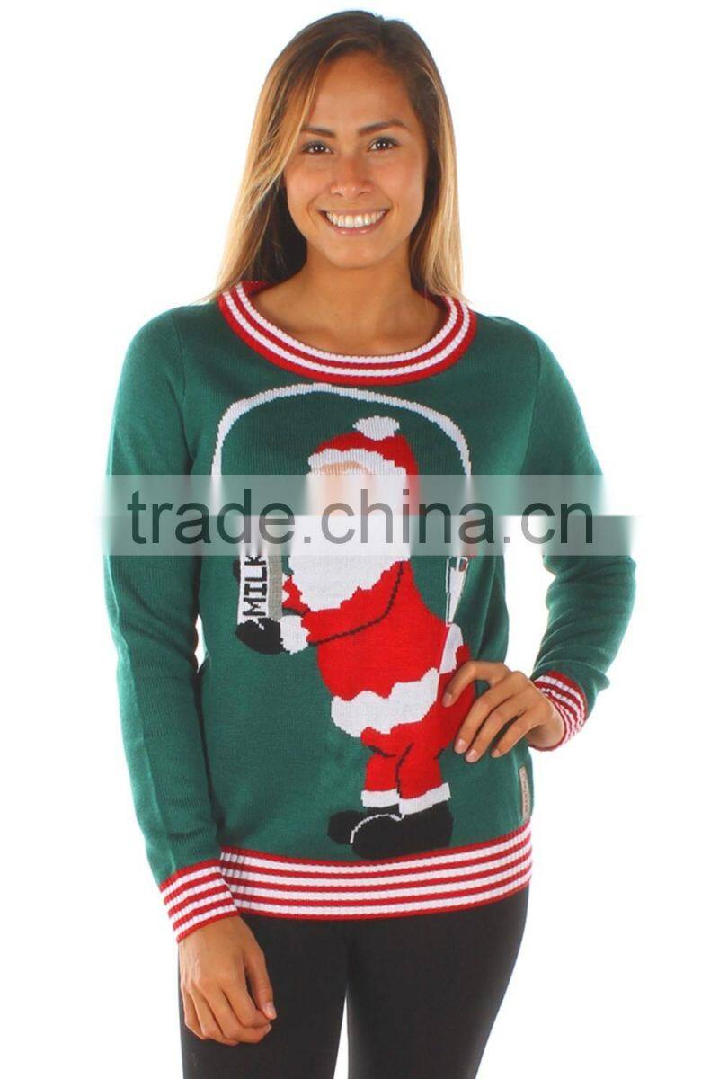 Skin- friendly knitting Christmas santa pullover sweater on 2016