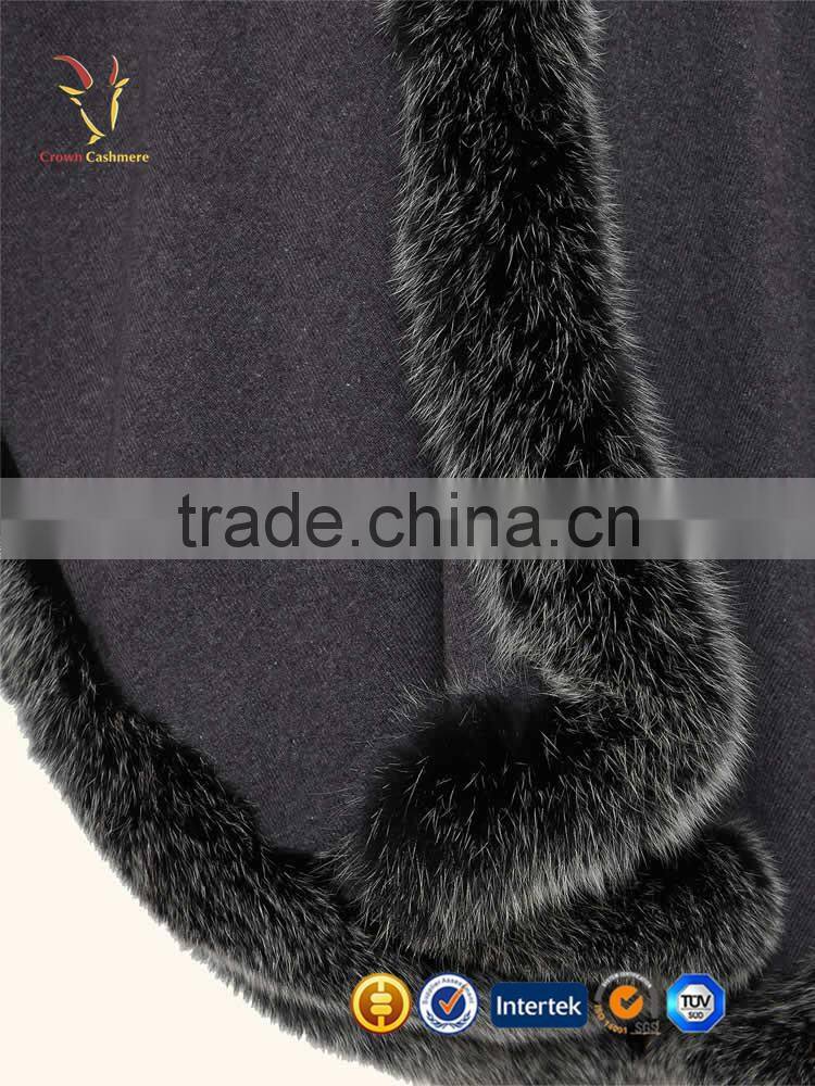 Winter Warm Wool Knitted Poncho Lady Fur Poncho