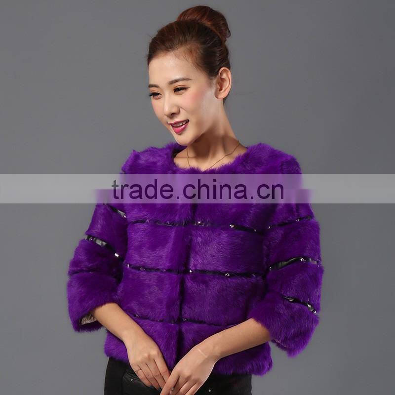 2016 Winter New Arrive Female Natural Fox Fur Coat with rex rabbit fur sleeve Outerwear 4 Colors Elegant Quality FurJacket cloth