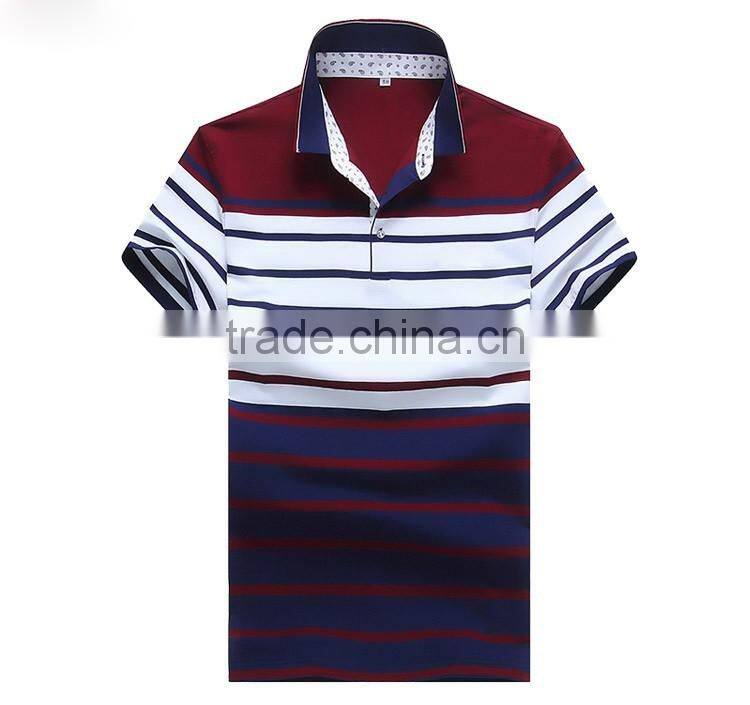 Customized classic short sleeve stripe men polo shirt 2016