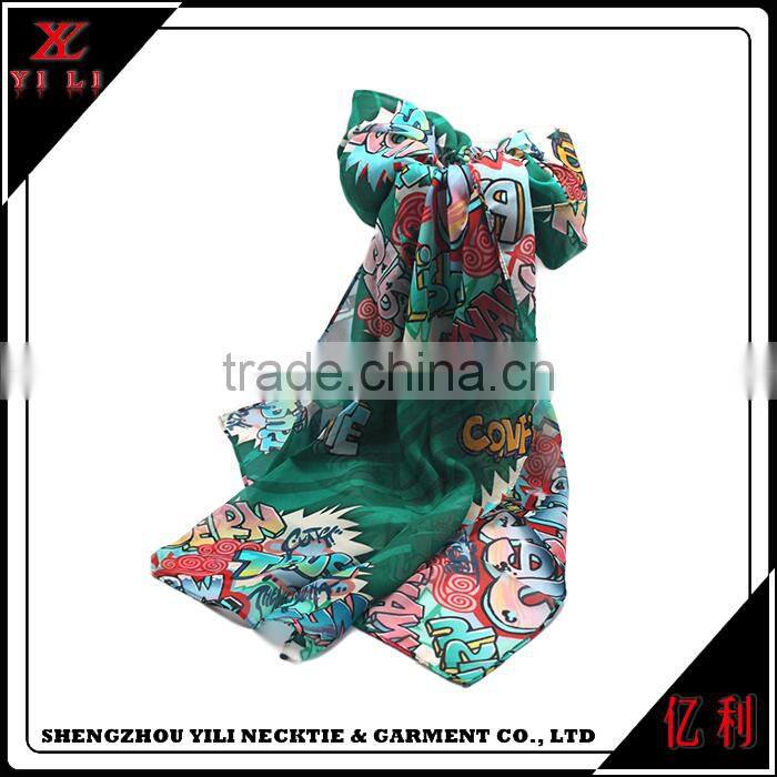 Fashion cheap colorful women brand name silk scarf