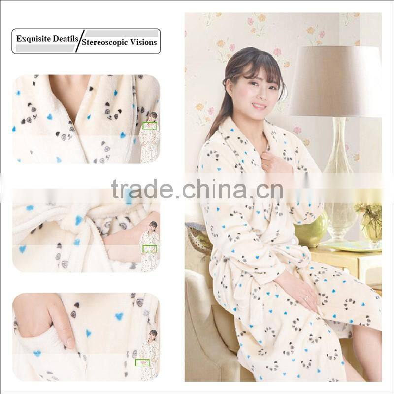 Factory wholesale stock coral fleece bathrobe for women