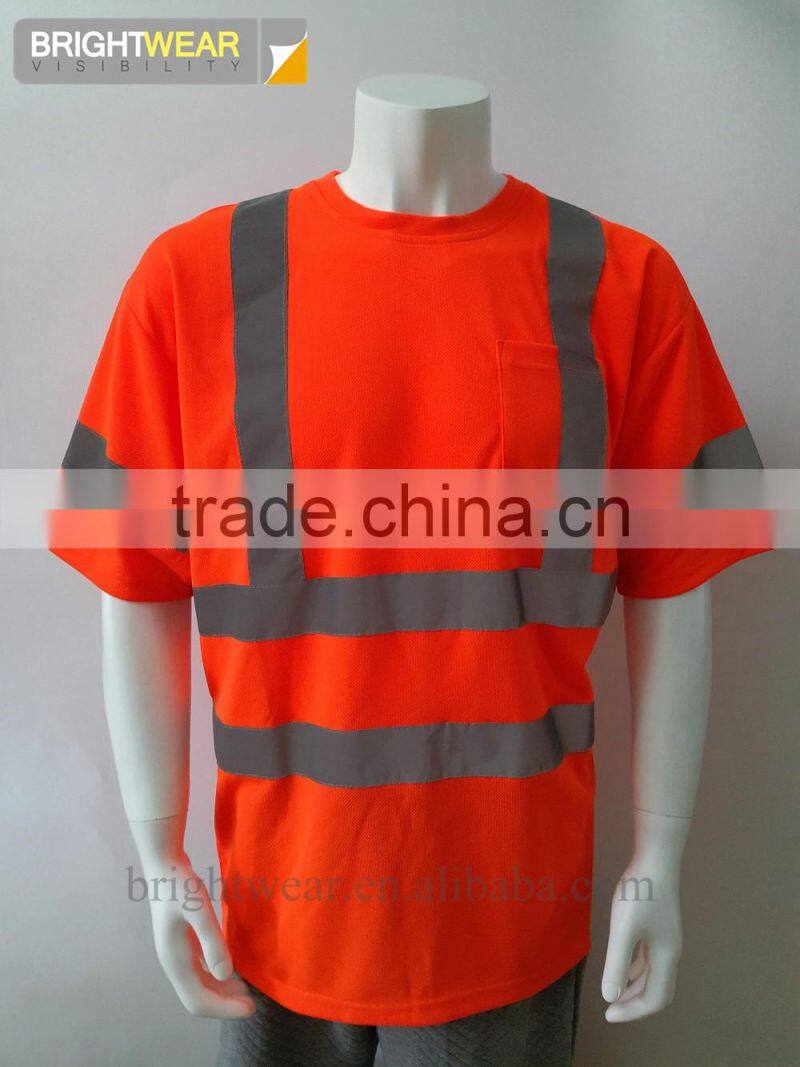 100%polyester high performance contrast color 3M5510 segmented reflective tape safety t-shirt