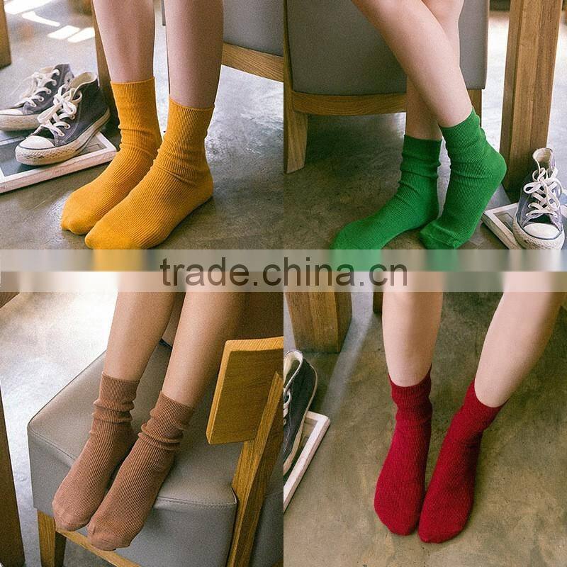 2016 hot sell product women socks beautiful candy color cotton tube socks/boat socks