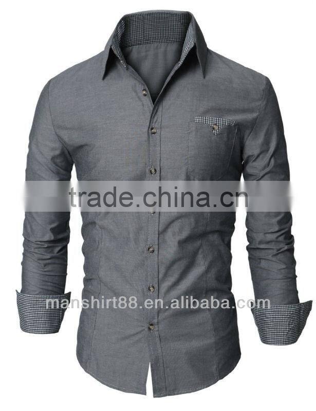 men's stylish model contrast collar slim fit casual camisas