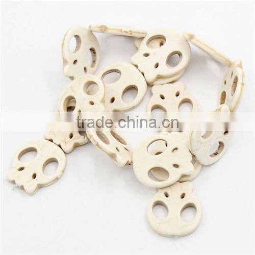 (Grade B) Synthetic Halloween Skull White howlite Beads 22x20mm