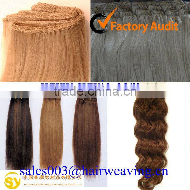 Wholesale unprosessed double drawn hair, hot selling cheap non remy double drawn bulk hair extension from China