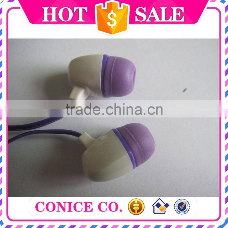 new arrival purple silicone plastic speaker flat cable wired magic sound stereo in-ear earbuds earphone with mic