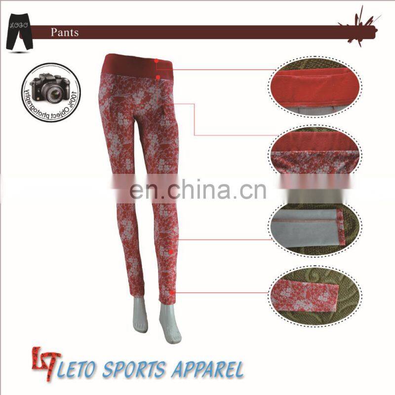 Flower Print High Waist Stretch Fitness Long Pencil Pants Leggings Trousers For Ladies&Girls