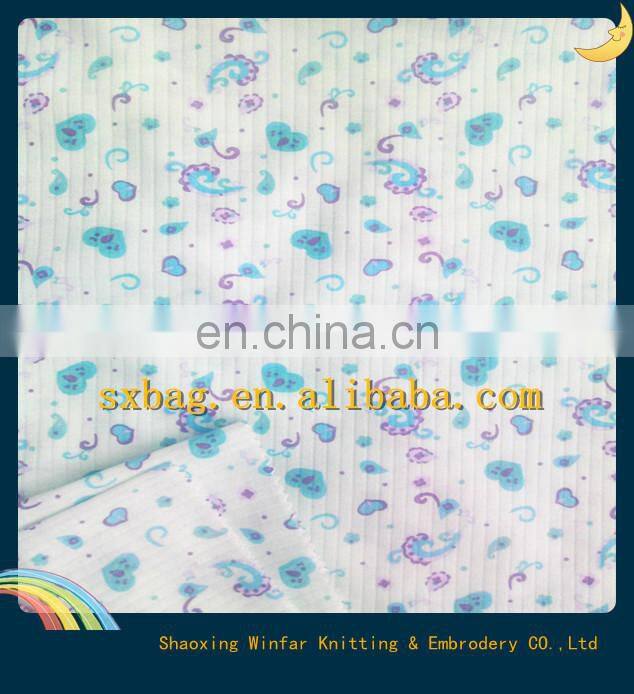 shaoxing textile T/C drop needle printed knitting polyester cotton interlock fabric