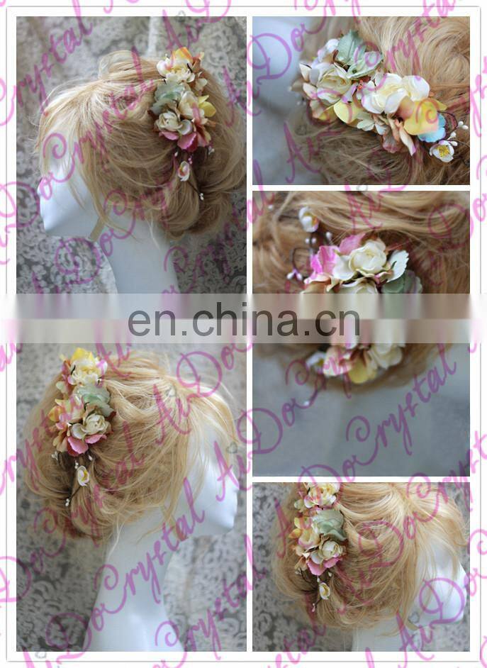Aidocrystal Flower Crown Garland Floral Bridal Headband Hairband Wedding Prom Hair Accessory