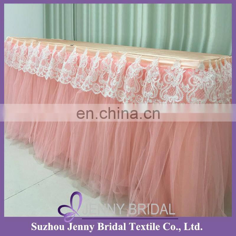 TC091 White ruffled curly willow table skirt children tulle skirt white hula skirt