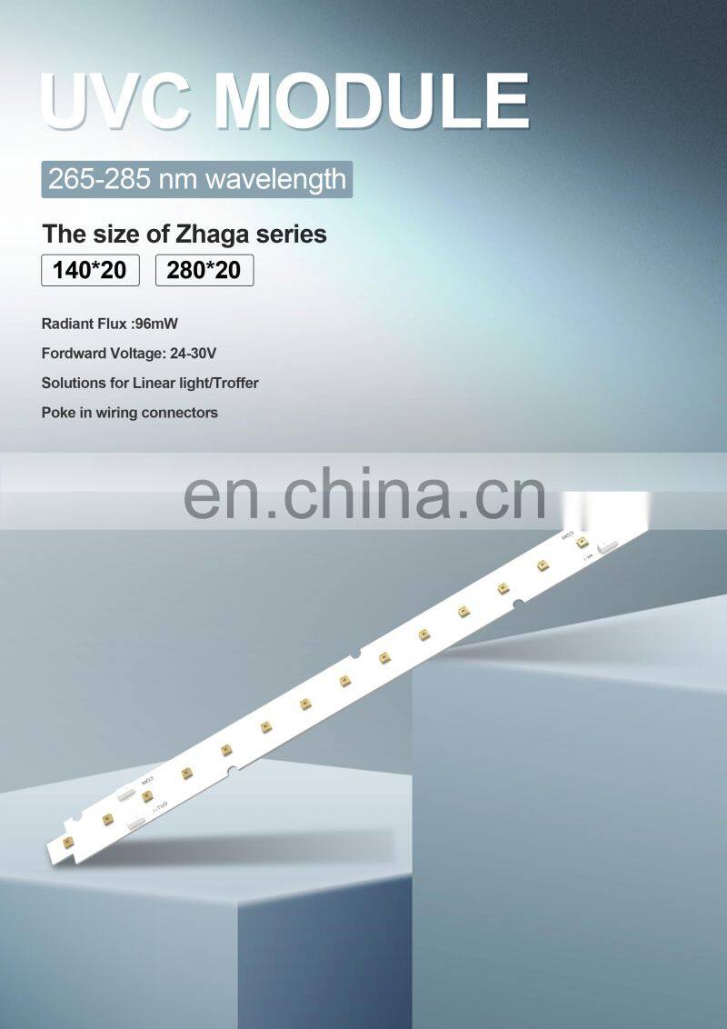 DC12/24V  140*20mm uvc led module lighting for IP20 indoor  sterilization