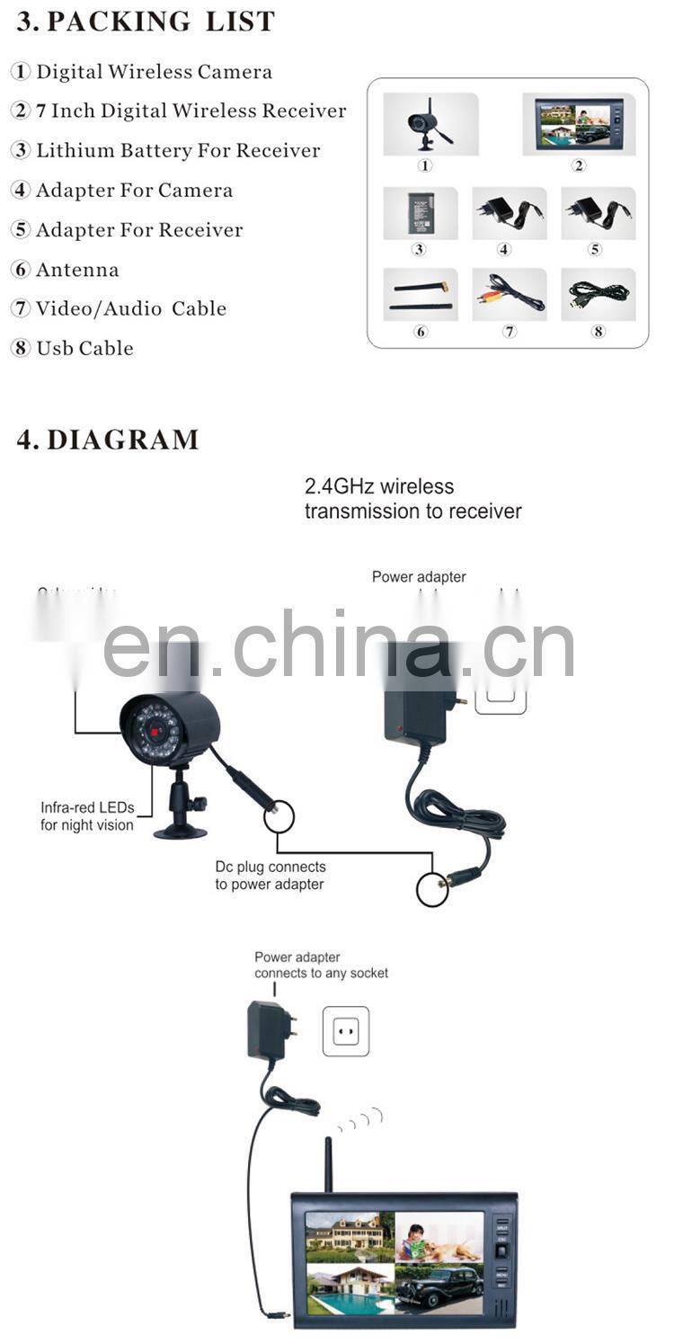 MY-C047B Vivid Image Baby Monitor 7 inches big screen baby camera