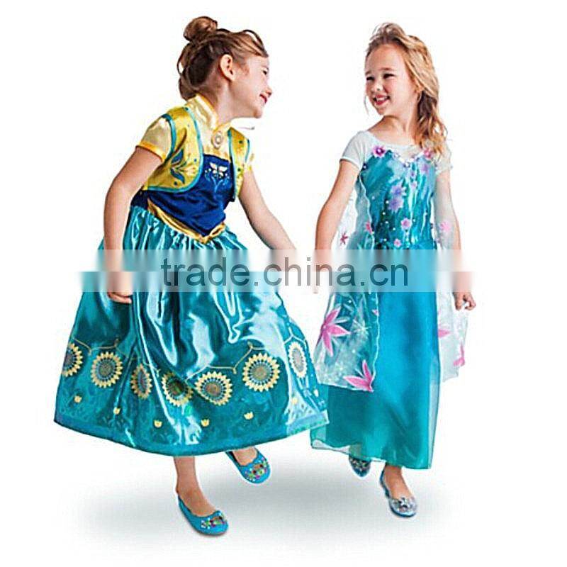 walson 2015 hot sell Girls dress colorful style princess kid dress for child