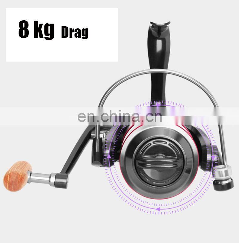 Amazon Hot Sale 12BB Wood Handle Carp Fishing Tackle Wholesale Spinning Fishing Surf Casting Reel