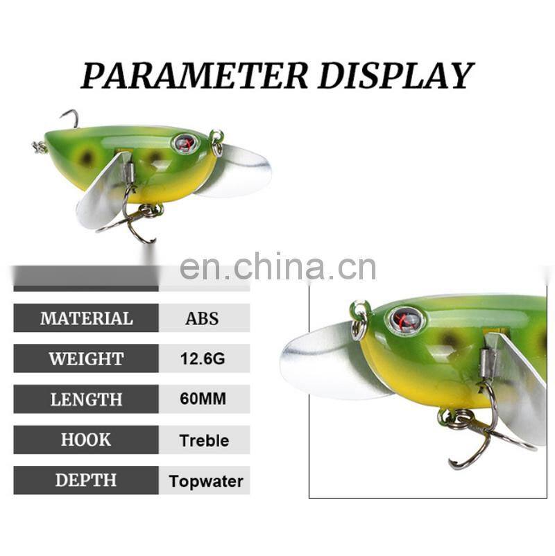 The Newest 6cm 12.6g 3D Eyes Hard Popper With Graceful Spoons Lures For Saltwater Freshwater Topwater Popper