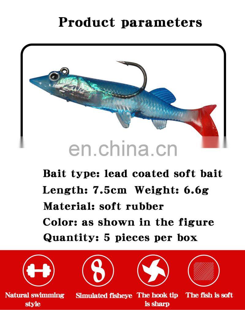 New design 6.6g 7.5cm stick bait fishing lures bait saltwater soft plastic lure