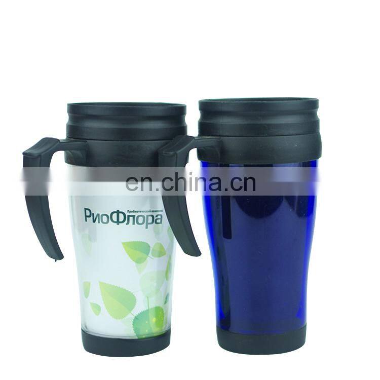 Custom Double Wall 420ml Plastic Reusable Coffee Cups Travel With Lid