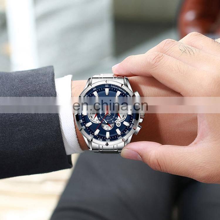 CURREN 8363 Men Quartz Watch With Logo Stainless Steel Japan Quartz Chronograph Business Men Wrist Watches