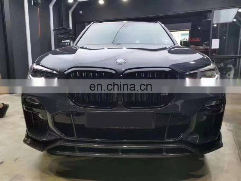 Runde Carbon Fiber Material Black Samurai Style Front Lip Rear Lip Side Skirt Grille Top Wing Spoiler For BMW X05 G05 Body Kit
