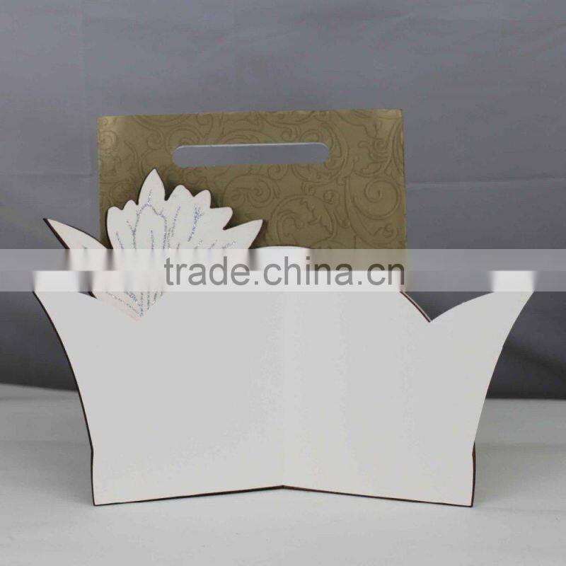 2016 Novelty Products Indian Wooden Wedding Invitation Cards with Flower