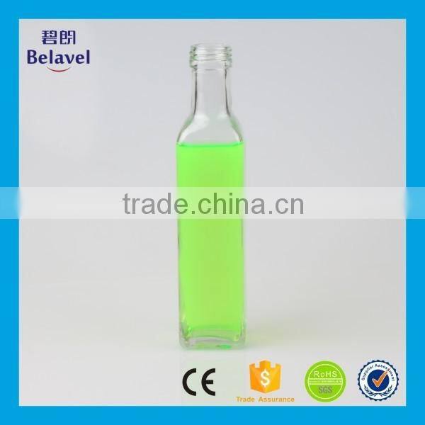 High quality 250ml clear square glass olive oil bottle