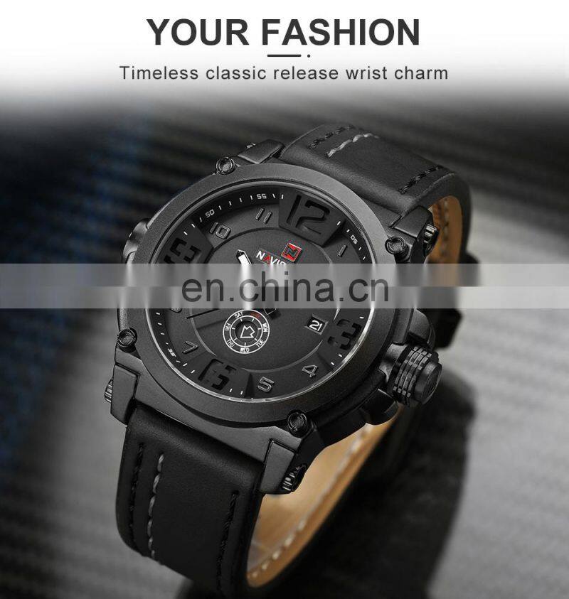 NAVIFORCE 9099 High Quality Japanese Quartz Movement Premium Watches Leather Auto Date Luminous Naviforce Watch Men Logo Watches