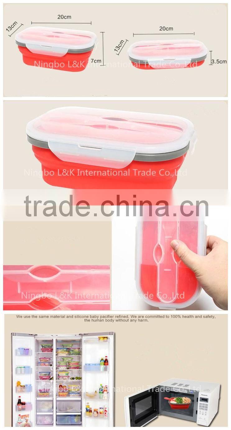 Reusable foldable lunch box, collapsible lunch box,silicone lunch container with lids